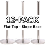 Economy Rope Stanchion Flat Top - Polished Steel - 12 PACK