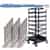SET: 18 POLISHED STEEL Retractable 11' ft. Belt Stanchions, with Horizontal Storage Cart