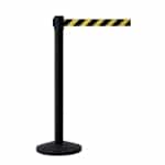 QueueWay Retractable Belt Stanchion, Black Post, BLACK/YELLOW 7.5' ft. Belt