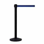 QueueWay Retractable Belt Stanchion, Black Post, BLUE 7.5' ft. Belt