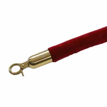 QueueWay Red Velour Rope, 6' ft., Polished Brass Ends