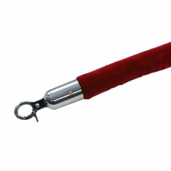 QueueWay Red Velour Rope, 8' ft., Polished Chrome Ends