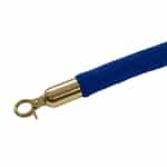 QueueWay Blue Velour Rope, 6' ft., Polished Brass Ends