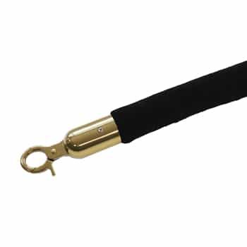 QueueWay Black Velour Rope, 6' ft., Polished Brass Ends