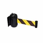 QueueWay Wall Mounted Retractable Belt, BLACK/YELLOW 7.5' ft.