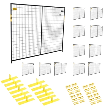 Perimeter Patrol Security Fence Panel Kit 12 Panels 6'x7.5' (120' ft) Black