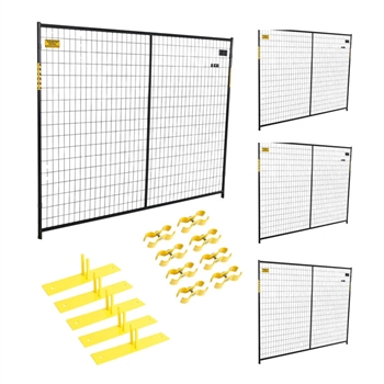 Perimeter Patrol Security Fence Panel Kit 4 Panels 6'x7.5' (30' ft) Black