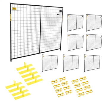 Perimeter Patrol Security Fence Panel Kit 8 Panels 6'x7.5' (60' ft) Black