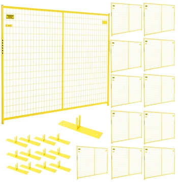 Perimeter Patrol Security Fence Panel Kit 12 Panels 6'x7.5' (120' ft) Yellow