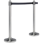 American Metalcraft Securit RSRTBK 40" Brushed Stainless Steel Crowd Control Stanchion with 84" Black Retractable Belt