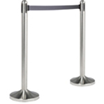 American Metalcraft Securitï¿½ RSRTBK 40" Brushed Stainless Steel Crowd Control Stanchion with 84" Grey Retractable Belt