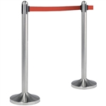 American Metalcraft Securit RSRTRD 40" Brushed Stainless Steel Crowd Control Stanchion with 84" Red Retractable Belt