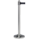 Securit Crowd Control Barrier, Brushed Stainless Steel Post Black Belt NO BASE