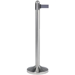 Securit Crowd Control Barrier, Brushed Stainless Steel Post Grey Belt NO BASE