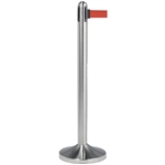 Securit Crowd Control Barrier, Brushed Stainless Steel Post Red Belt NO BASE