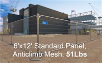 Temporary Construction Fence 6'x12' Standard Panel, Anticlimb Mesh, 51 Lbs