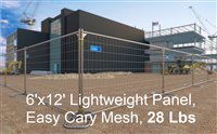 Temporary Construction Fence 6'x12' Lightweight Panel, Easy Cary Mesh, 28 Lbs