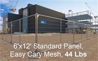 Temporary Construction Fence 6'x12' Standard Panel, Easy Cary Mesh, 44 Lbs