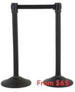 US Weight Sentry Stanchion, Black HDPE Post, Black 6.5' ft. Belt (2-Pack)