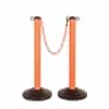 ChainBoss Indoor/Outdoor 3" molded stanchion with orange post, fillable base and 10' of 2" Orange plastic Chain (2 pack)