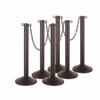 Kit: ChainBoss Indoor/Outdoor 3" molded stanchion with black post, fillable base and 10' of 2" Black plastic Chain (6PACK)