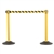 US Weight Sentry Stanchion, Yellow HDPE Post, Yellow/Black Chevron 6.5' ft. Belt (2-Pack)