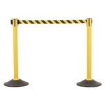 US Weight Sentry Stanchion, Yellow HDPE Post, Yellow/Black Chevron 6.5' ft. Belt (2-Pack)