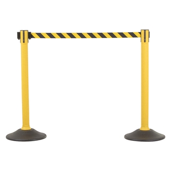 US Weight Sentry Stanchion, Yellow HDPE Post, Yellow/Black Chevron 6.5' ft. Belt (2-Pack)