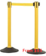 US Weight Sentry Stanchion, Yellow HDPE Post, Yellow 6.5' ft. Belt (2-Pack)