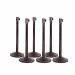 Kit: Premium Retractable Belt Stanchion - Black steel post with 15lb base & 7.5' black belt (6 PACK)