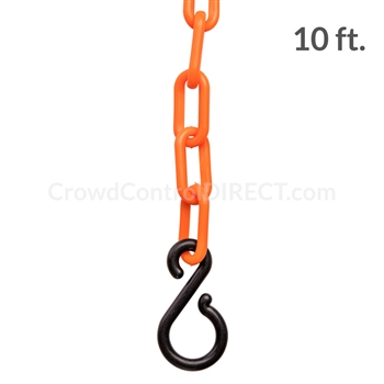 Chainboss ORANGE Plastic Safety 2" Chain UV Resistant - 10ft bag with S-hooks (Multi-Pack)