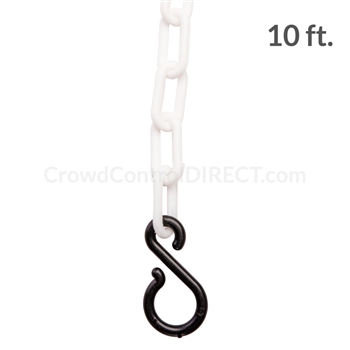 Chainboss WHITE Plastic Safety 2" Chain UV Resistant - 10ft bag with S-hooks (Multi-Pack)