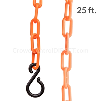 Chainboss ORANGE Plastic Safety 2" Chain UV Resistant - 25ft bag with S-hooks (Multi-Pack)