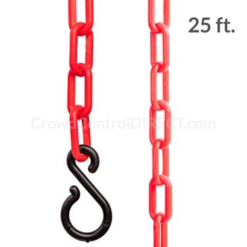 Chainboss RED Plastic Safety 2" Chain UV Resistant - 25ft bag with S-hooks (Multi-Pack)