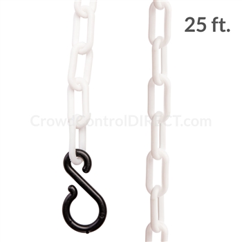 Chainboss WHITE Plastic Safety 2" Chain UV Resistant - 25ft bag with S-hooks (Multi-Pack)