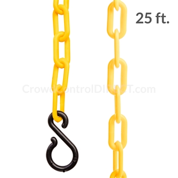 Chainboss YELLOW Plastic Safety 2" Chain UV Resistant - 25ft bag with S-hooks (Multi-Pack)