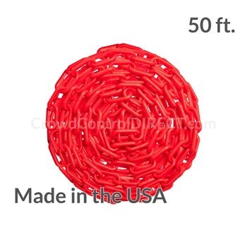 Chainboss RED Plastic Safety 2" Chain UV Resistant - 50ft box