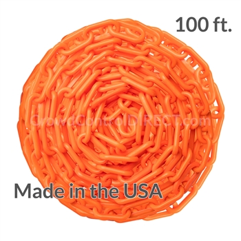 Chainboss ORANGE Plastic Safety 2" Chain UV Resistant - 100ft box