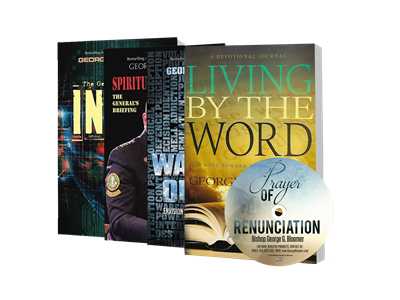 "Intel", "Spiritual Clearance", "Warrior Optics", "Prayer's of Renunciation CD", and "Living By the Word".