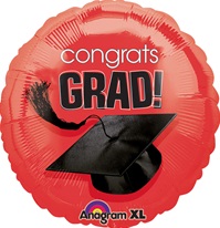 18 inch VLP Congrats Grad School Colors RED Foil Balloon