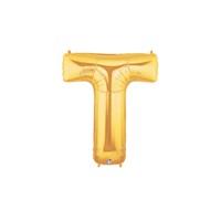 14in GOLD Letter T Megaloon Jr., Price Per Bag of 5