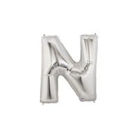 14in SILVER Letter N Megaloon Jr., Price Per Bag of 5