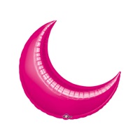 26in FUCHSIA CRESCENT Foil Balloon, Price Per Package of 3