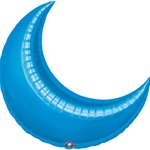 35in BLUE CRESCENT Foil Balloon, Price Per Package of 3