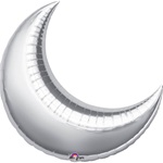 35in SILVER CRESCENT Foil Balloon, Price Per Package of 3