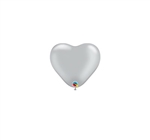 6 inch Qualatex Heart Metallic SILVER