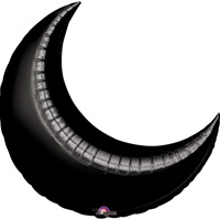 35in BLACK CRESCENT Foil Balloon, Price Per Package of 3