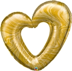 Open Marble Heart Gold Foil Balloon