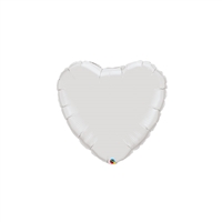 9 inch  WHITE Heart Qualatex Foil balloon