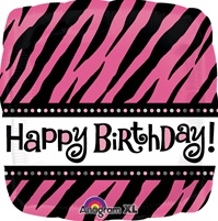 18 inch Pink Zebra Print Birthday